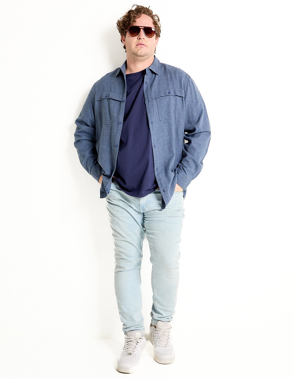 Camisa casual Weekend Plus de algodón manga larga para hombre