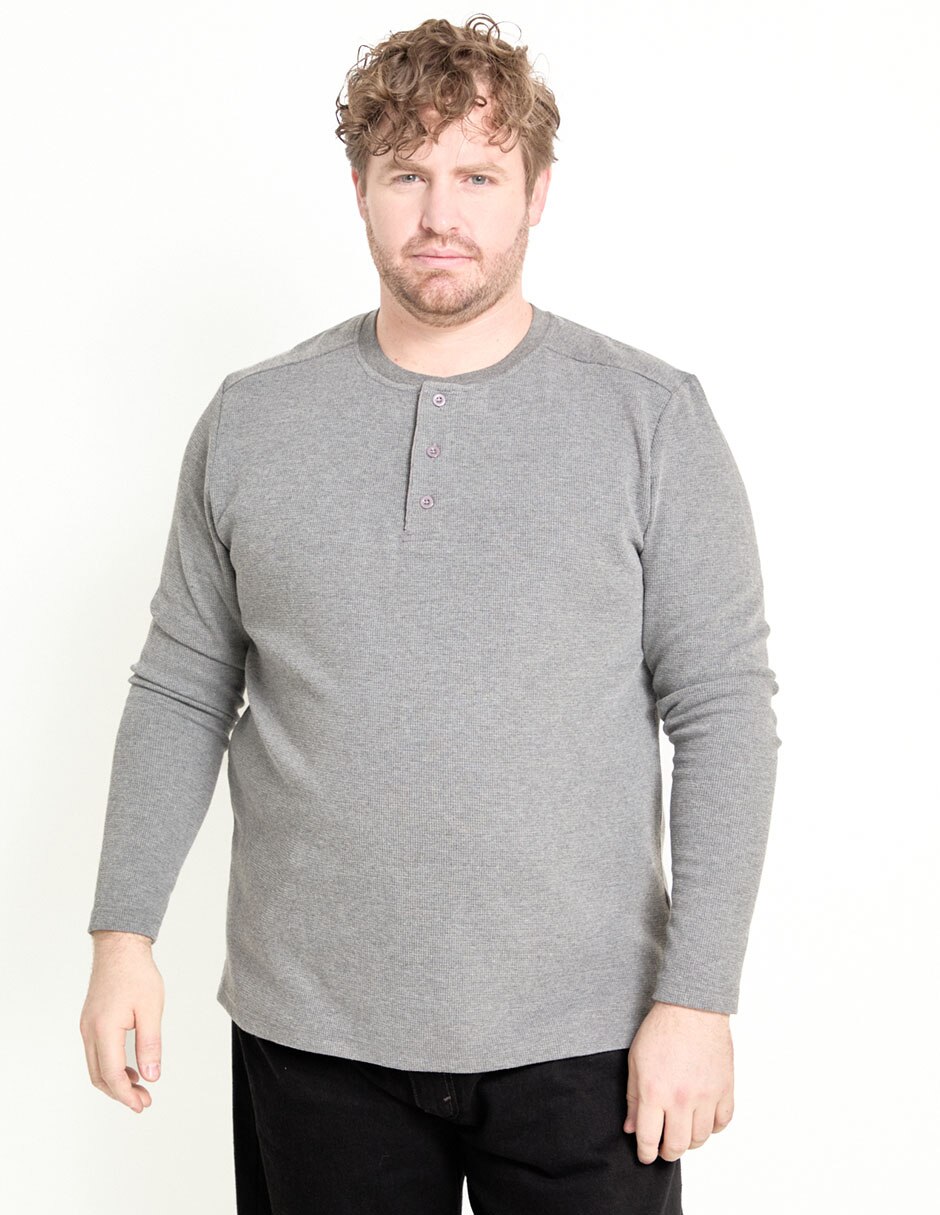 Playera cuello henley para hombre
