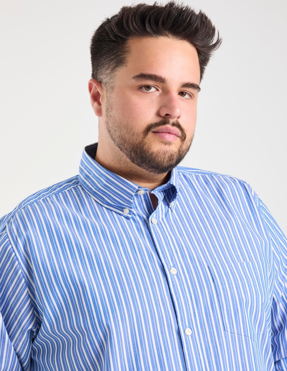 Camisa casual weekend plus manga larga para hombre