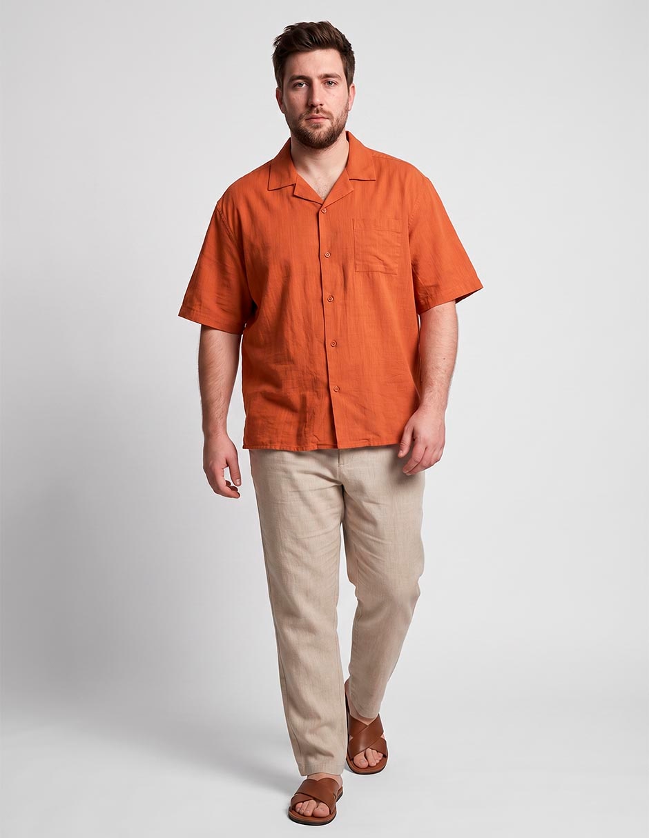 Camisa casual de algodón manga corta para hombre