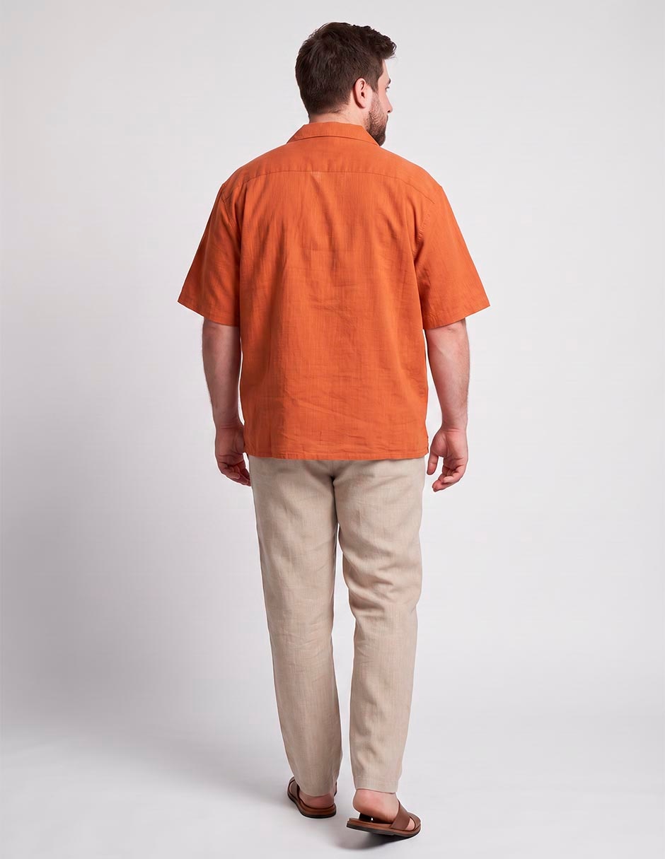 Camisa casual de algodón manga corta para hombre