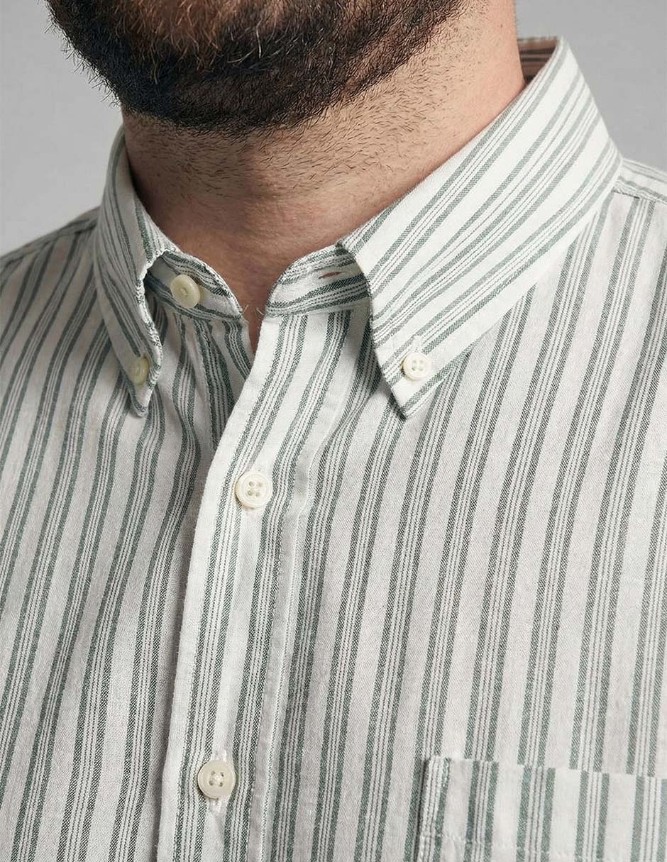 Camisa casual Puroego de algodón manga larga para hombre 3