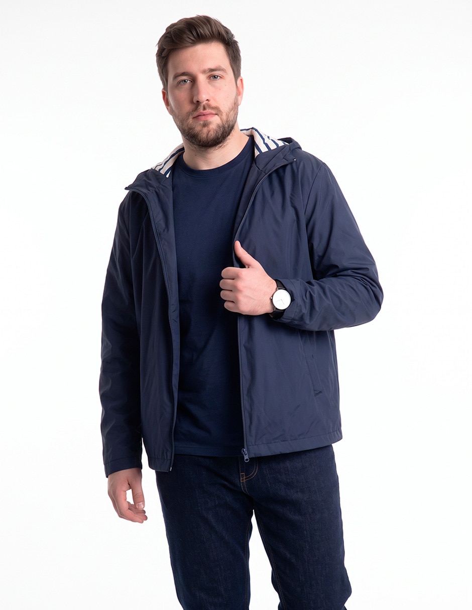 Chamarra rompevientos con capucha para hombre Chamarra rompevientos con capucha para hombre