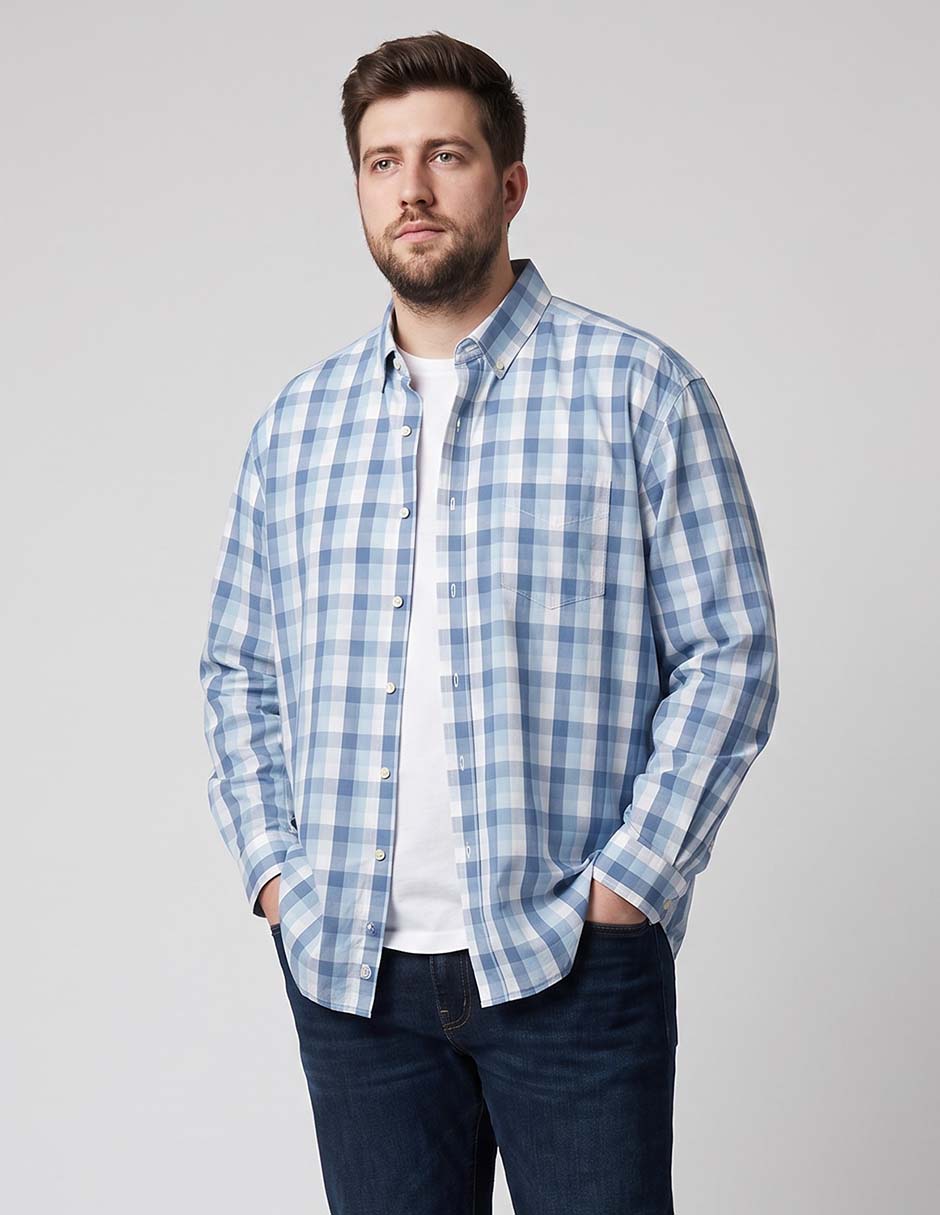 Camisa casual de algodón manga larga para hombre Camisa casual de algodón manga larga para hombre