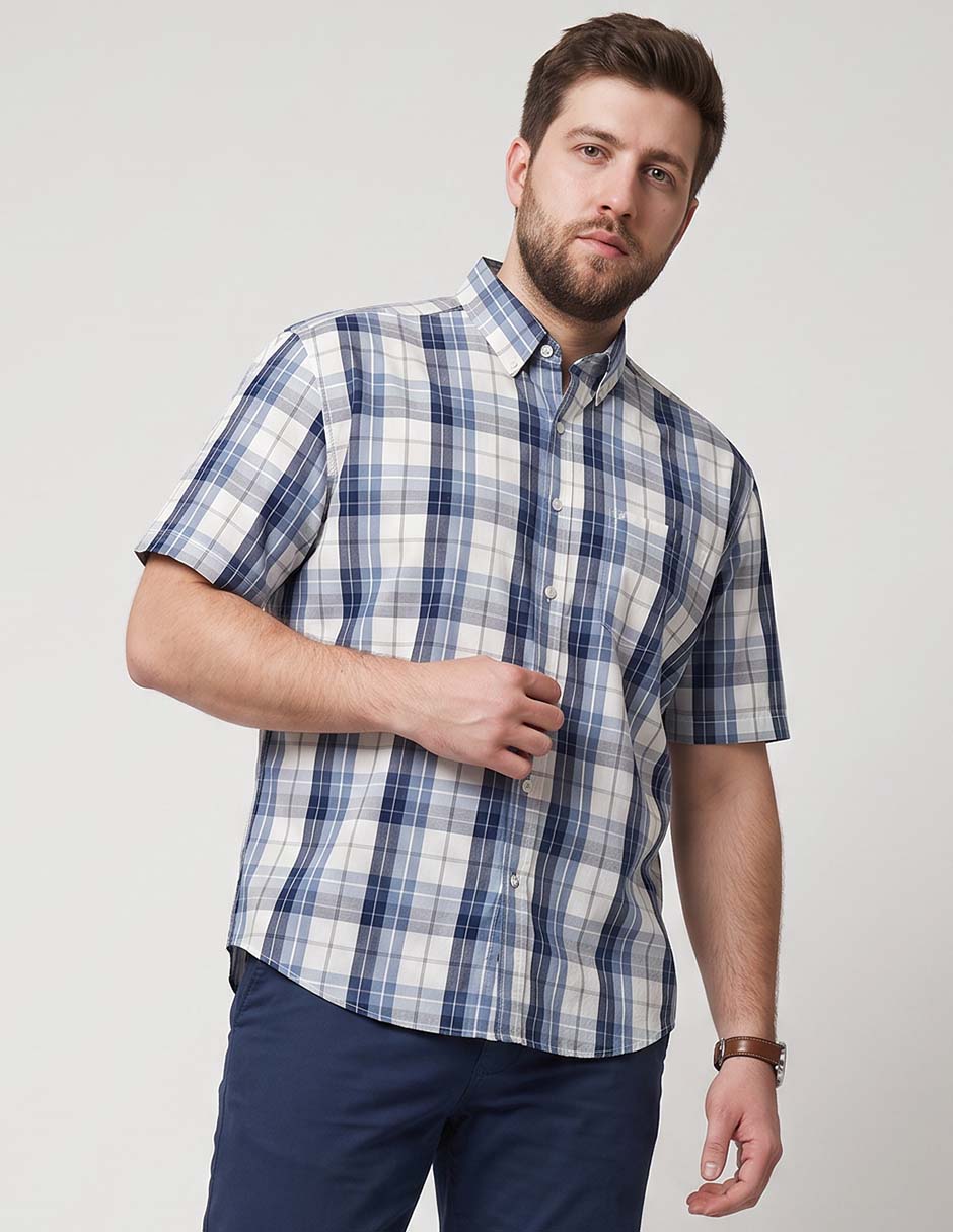 Camisa casual de algodón manga corta para hombre