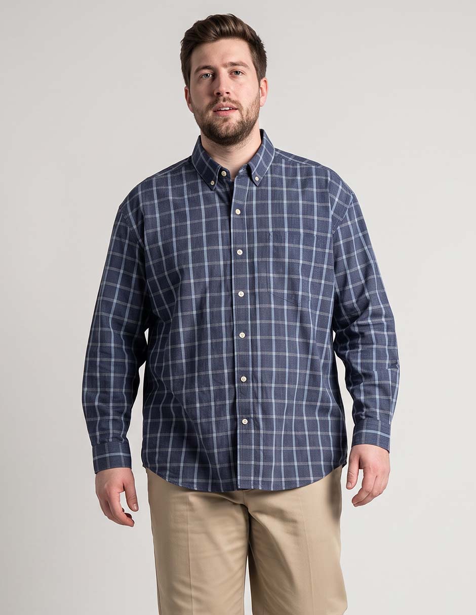 Camisa casual de algodón manga larga para hombre