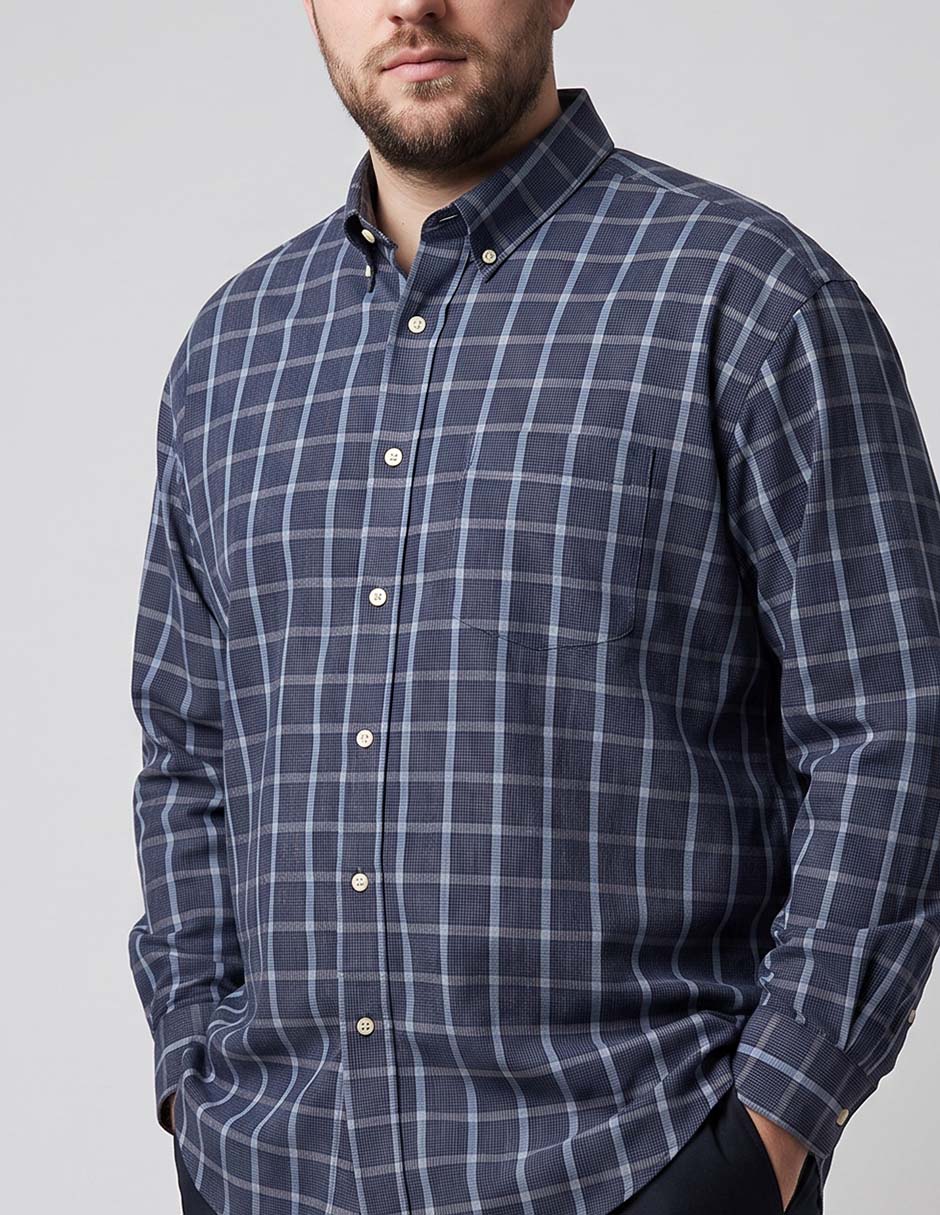 Camisa casual de algodón manga larga para hombre