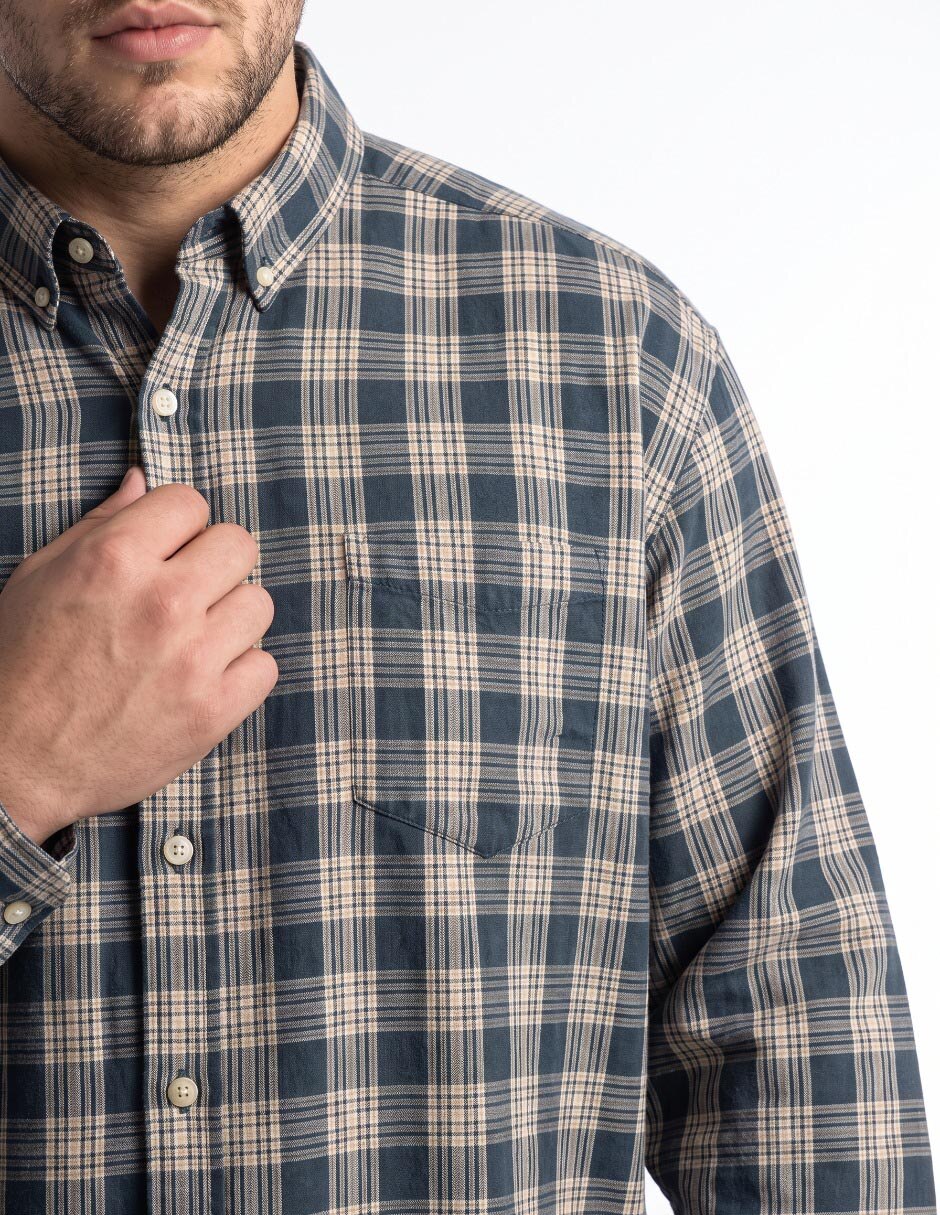 Camisa casual de algodón manga larga para hombre 4