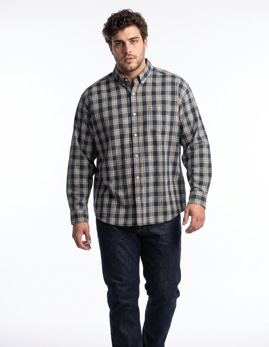Camisa casual de algodón manga larga para hombre Camisa casual de algodón manga larga para hombre