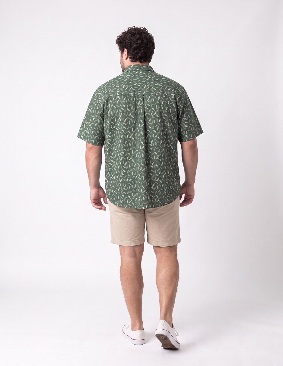 Camisa casual de algodón manga al codo para hombre 2