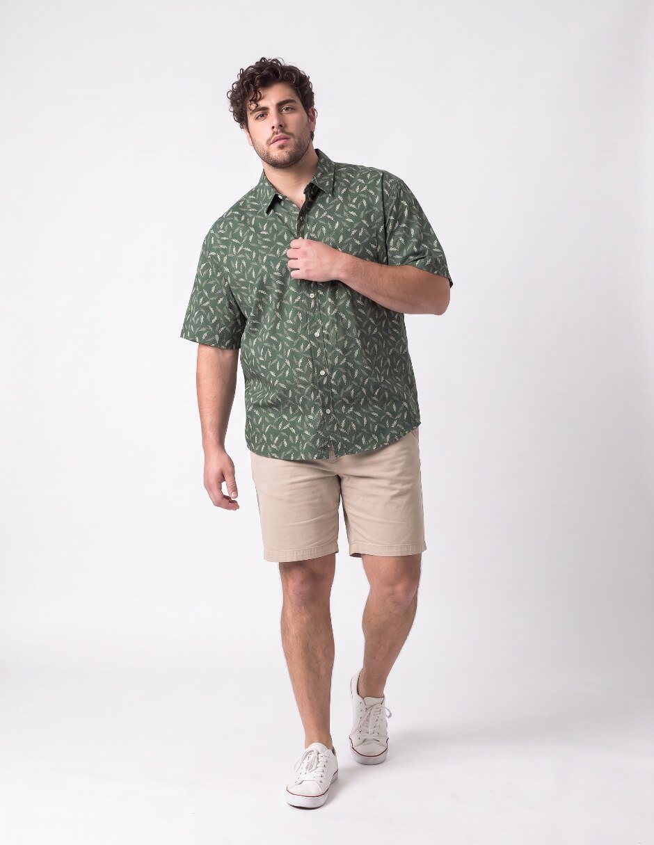 Camisa casual de algodón manga al codo para hombre 3