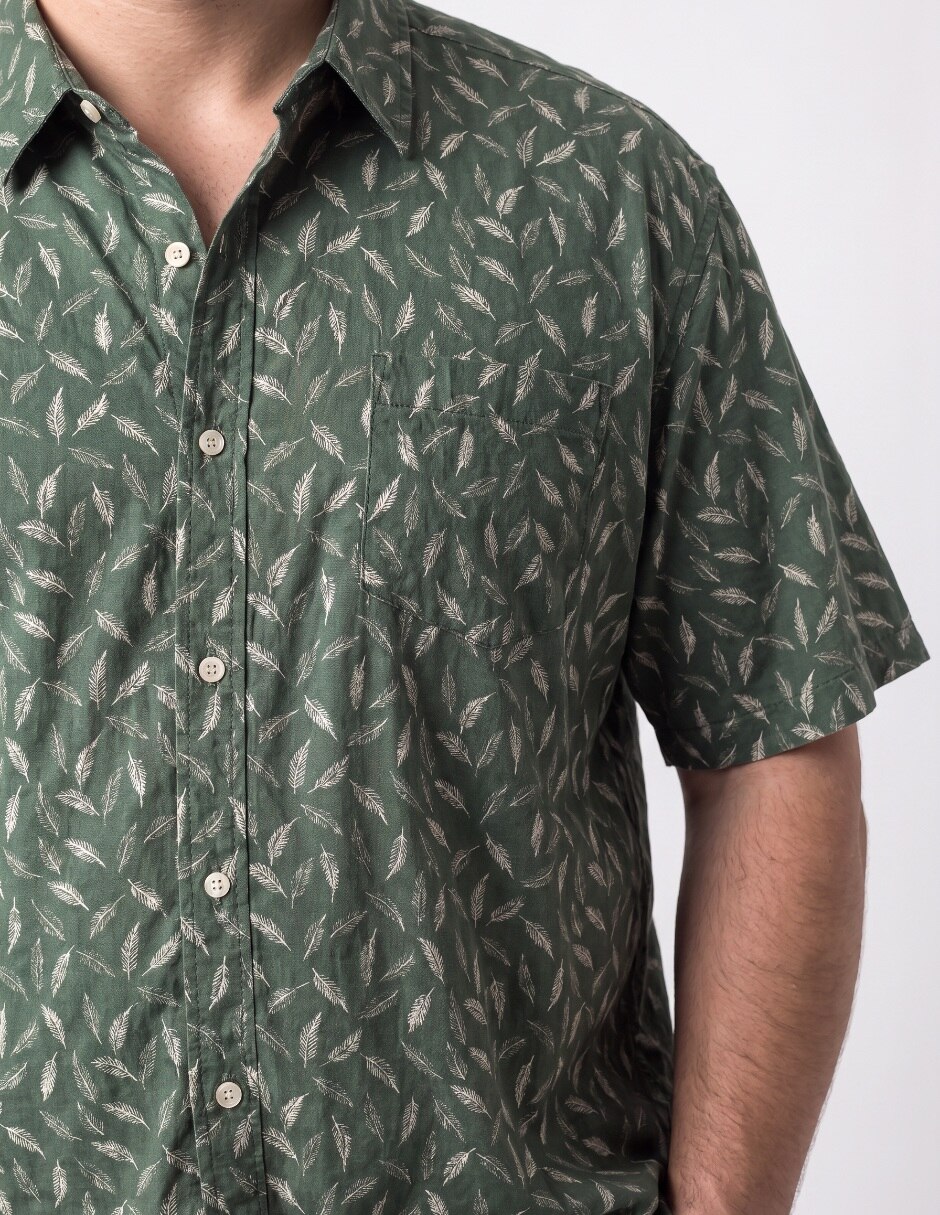 Camisa casual de algodón manga al codo para hombre 4