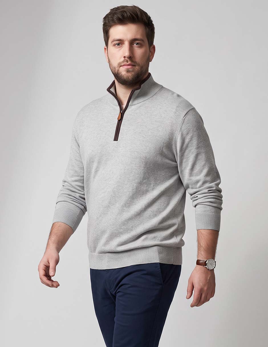 Suéter cuello con cierre para hombre